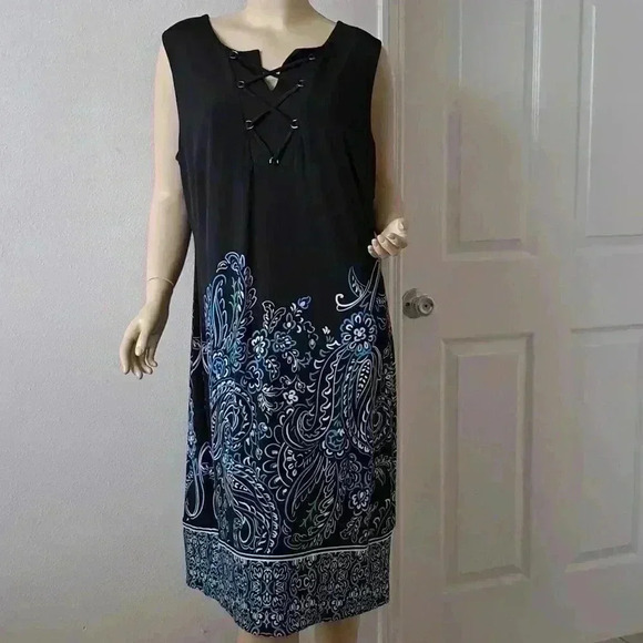 Dress  Jm COLLECTION BEAUTIFUL BLACK WITH FLOWERY BOTTOM AWESOME - Picture 1 of 8